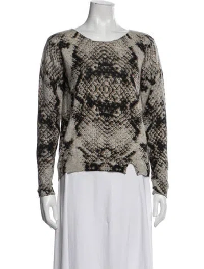 Pre-owned Zadig & Voltaire Cashmere Animal Print Sweater In White