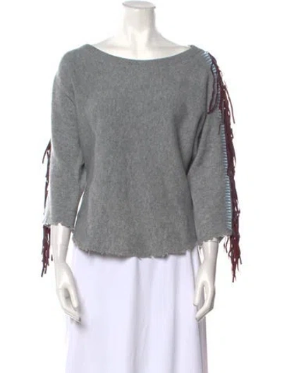 Pre-owned Zadig & Voltaire Cashmere Bateau Neckline Sweater In Gray