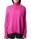 Zadig & Voltaire Alma Button-shoulder Metallic Cashmere Sweater In Pink