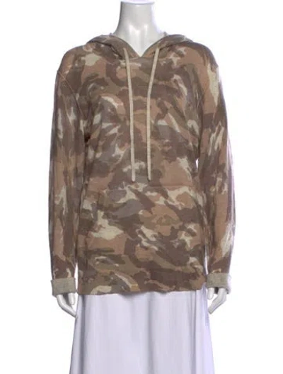 Pre-owned Zadig & Voltaire Cashmere Camouflage Print Hoodie In Neutrals