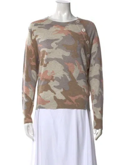 Pre-owned Zadig & Voltaire Cashmere Camouflage Print Sweater In Gray