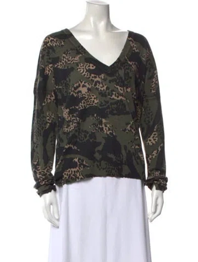 Pre-owned Zadig & Voltaire Cashmere Camouflage Print Sweater In Green