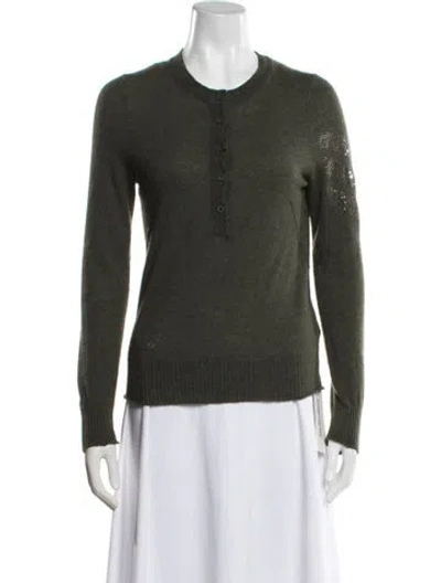 Pre-owned Zadig & Voltaire Cashmere Crew Neck Sweater In Green