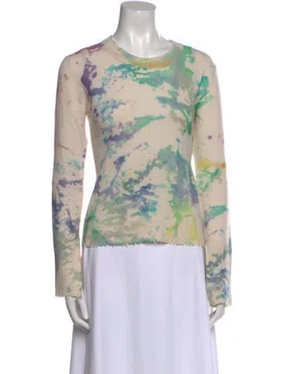 Pre-owned Zadig & Voltaire Cashmere Floral Print Sweater In White