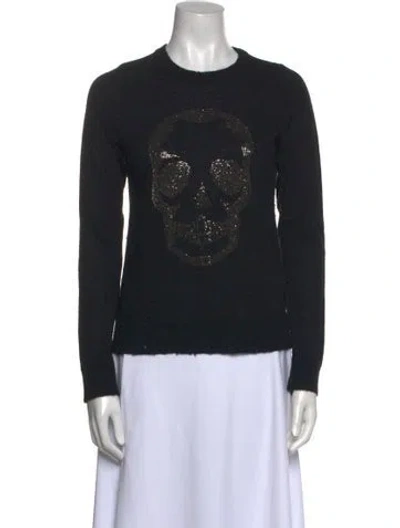 Pre-owned Zadig & Voltaire Cashmere Graphic Print Sweater In Black