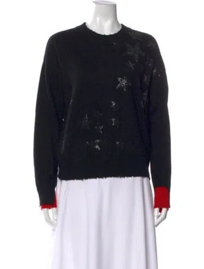 Pre-owned Zadig & Voltaire Cashmere Graphic Print Sweater In Black