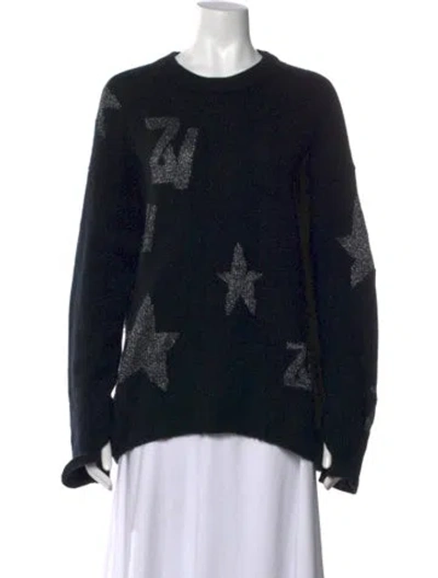 Pre-owned Zadig & Voltaire Cashmere Graphic Print Sweater In Black