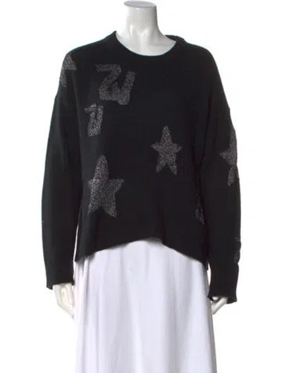 Pre-owned Zadig & Voltaire Cashmere Graphic Print Sweater In Black