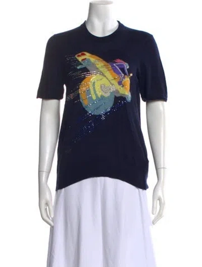 Pre-owned Zadig & Voltaire Cashmere Graphic Print Sweater In Blue