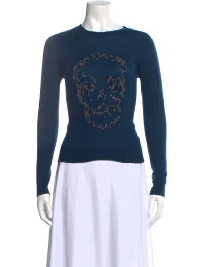 Pre-owned Zadig & Voltaire Cashmere Graphic Print Sweater In Blue