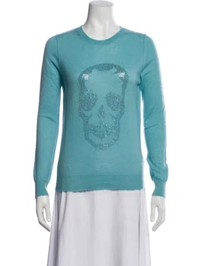 Pre-owned Zadig & Voltaire Cashmere Graphic Print Sweater In Blue