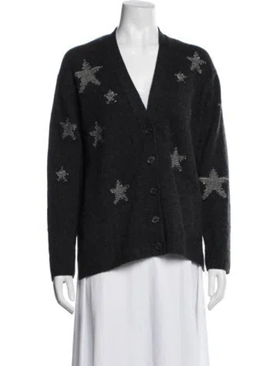 Pre-owned Zadig & Voltaire Cashmere Graphic Print Sweater In Blue