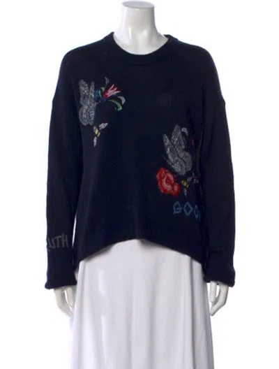 Pre-owned Zadig & Voltaire Cashmere Graphic Print Sweater In Blue