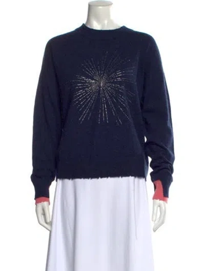 Pre-owned Zadig & Voltaire Cashmere Graphic Print Sweater In Blue