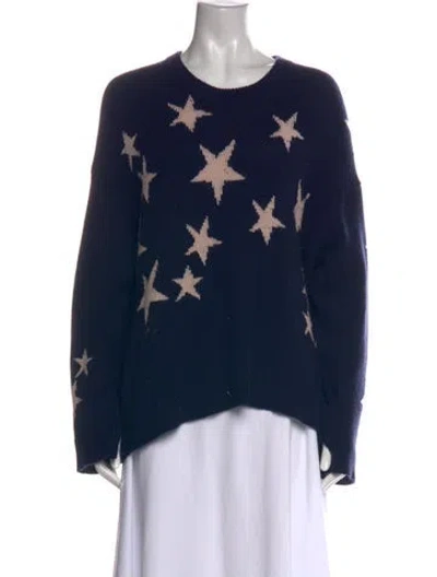 Pre-owned Zadig & Voltaire Cashmere Graphic Print Sweater In Blue