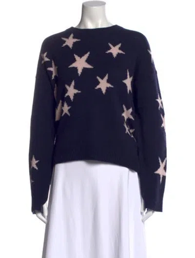 Pre-owned Zadig & Voltaire Cashmere Graphic Print Sweater In Blue