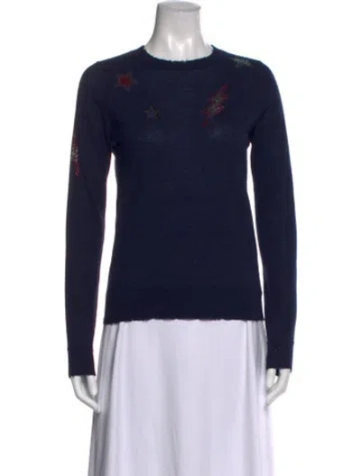 Pre-owned Zadig & Voltaire Cashmere Graphic Print Sweater In Blue