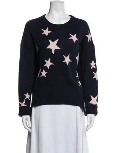 Pre-owned Zadig & Voltaire Cashmere Graphic Print Sweater In Blue