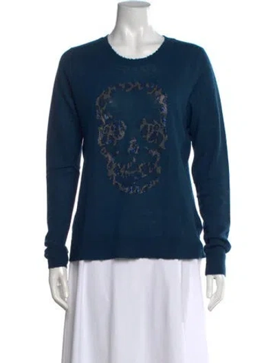 Pre-owned Zadig & Voltaire Cashmere Graphic Print Sweater In Blue