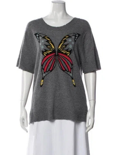 Pre-owned Zadig & Voltaire Cashmere Graphic Print Sweater In Blue