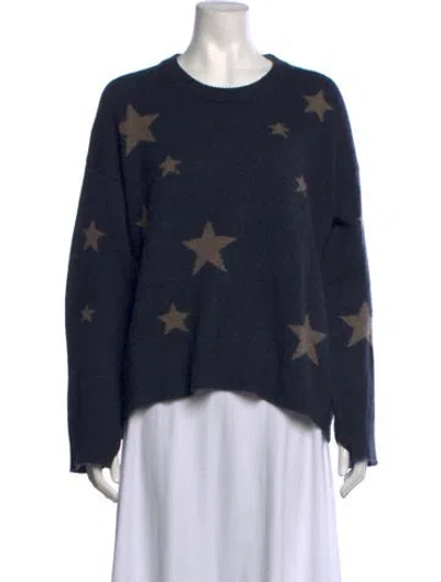 Pre-owned Zadig & Voltaire Cashmere Graphic Print Sweater In Blue
