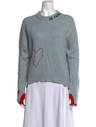 Pre-owned Zadig & Voltaire Cashmere Graphic Print Sweater In Blue