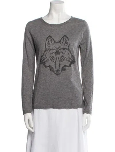 Pre-owned Zadig & Voltaire Cashmere Graphic Print Sweater In Gray