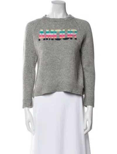 Pre-owned Zadig & Voltaire Cashmere Graphic Print Sweater In Gray
