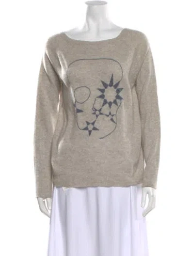 Pre-owned Zadig & Voltaire Cashmere Graphic Print Sweater In Gray