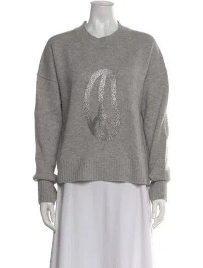 Pre-owned Zadig & Voltaire Cashmere Graphic Print Sweater In Gray