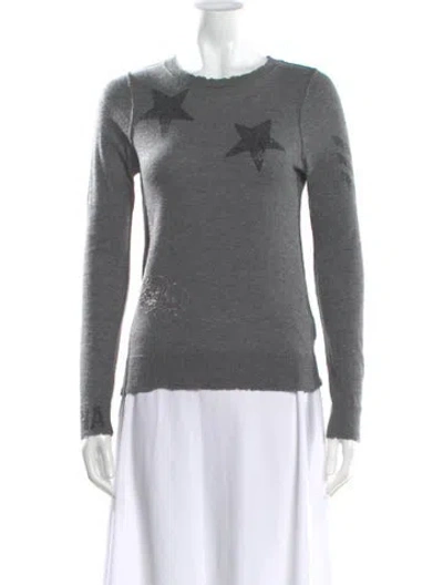 Pre-owned Zadig & Voltaire Cashmere Graphic Print Sweater In Gray
