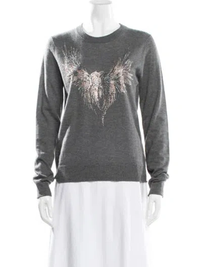 Pre-owned Zadig & Voltaire Cashmere Graphic Print Sweater In Gray