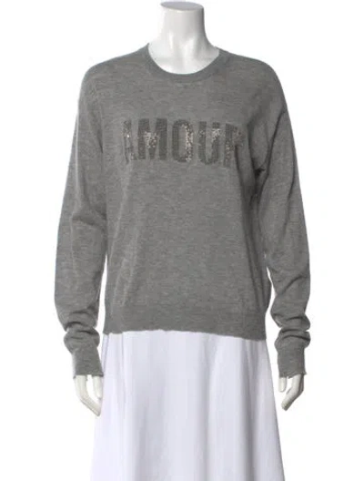 Pre-owned Zadig & Voltaire Cashmere Graphic Print Sweater In Gray
