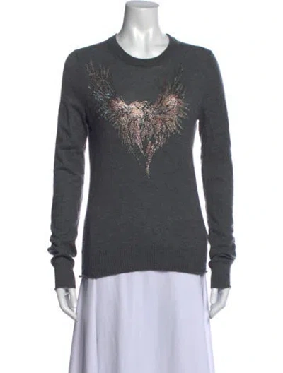 Pre-owned Zadig & Voltaire Cashmere Graphic Print Sweater In Gray