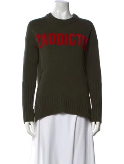 Pre-owned Zadig & Voltaire Cashmere Graphic Print Sweater In Green
