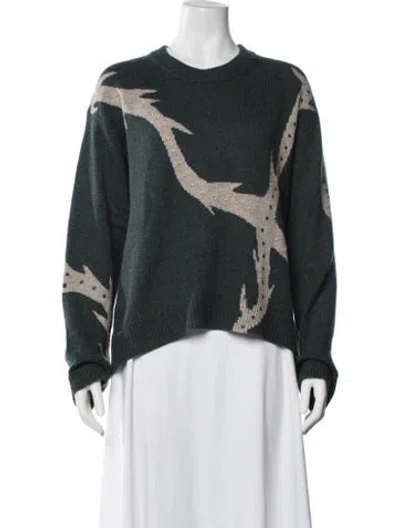 Pre-owned Zadig & Voltaire Cashmere Graphic Print Sweater In Green