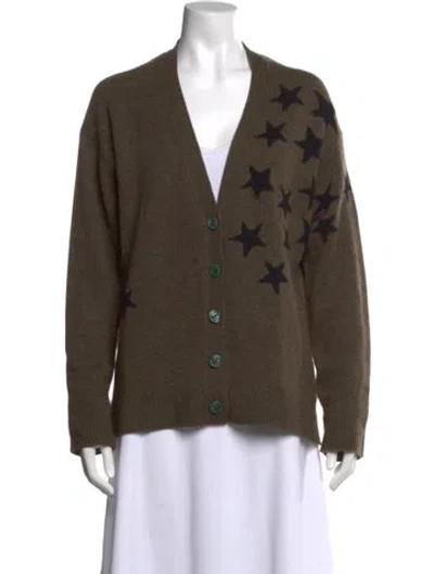 Pre-owned Zadig & Voltaire Cashmere Graphic Print Sweater In Green