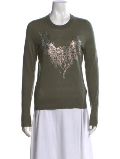 Pre-owned Zadig & Voltaire Cashmere Graphic Print Sweater In Green