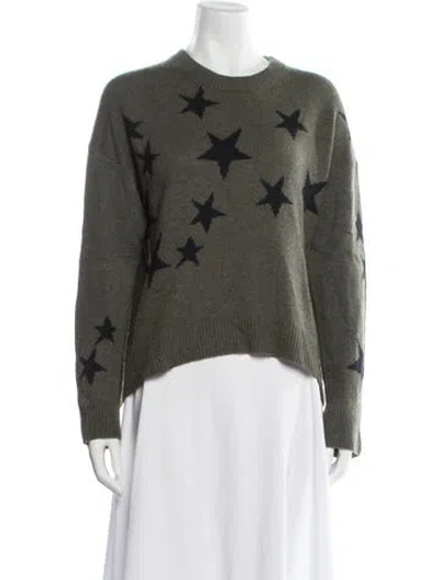 Pre-owned Zadig & Voltaire Cashmere Graphic Print Sweater In Green