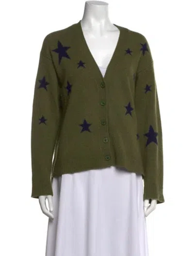Pre-owned Zadig & Voltaire Cashmere Graphic Print Sweater In Green