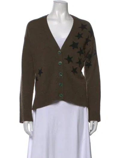 Pre-owned Zadig & Voltaire Cashmere Graphic Print Sweater In Green