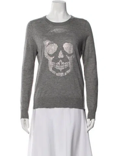 Pre-owned Zadig & Voltaire Cashmere Graphic Print Sweater In Grey