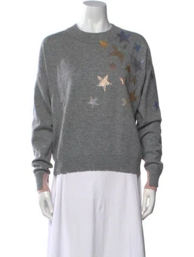 Pre-owned Zadig & Voltaire Cashmere Graphic Print Sweater In Grey