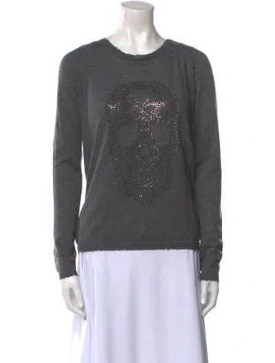 Pre-owned Zadig & Voltaire Cashmere Graphic Print Sweater In Grey