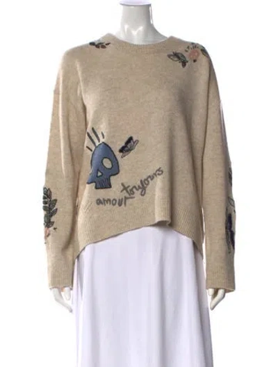 Pre-owned Zadig & Voltaire Cashmere Graphic Print Sweater In Neutral