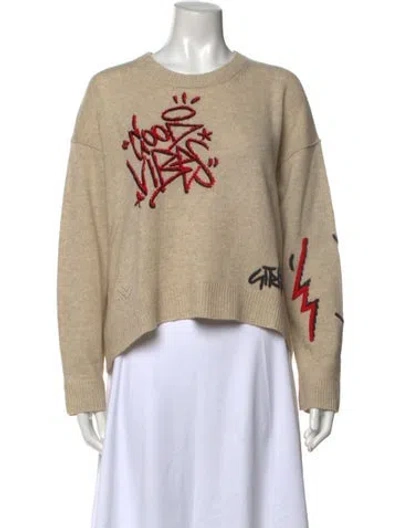Pre-owned Zadig & Voltaire Cashmere Graphic Print Sweater In Neutral
