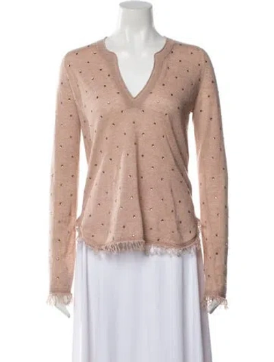 Pre-owned Zadig & Voltaire Cashmere Graphic Print Sweater In Orange
