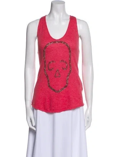 Pre-owned Zadig & Voltaire Cashmere Graphic Print Sweater In Pink