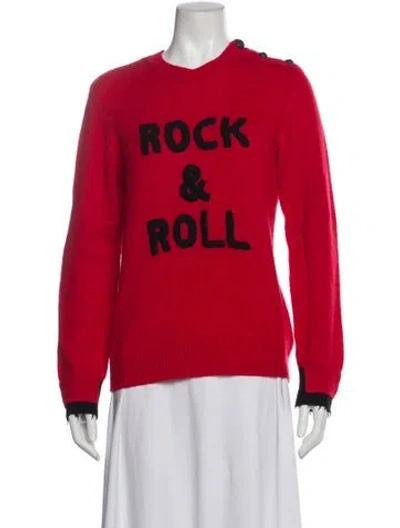 Pre-owned Zadig & Voltaire Cashmere Graphic Print Sweater In Red