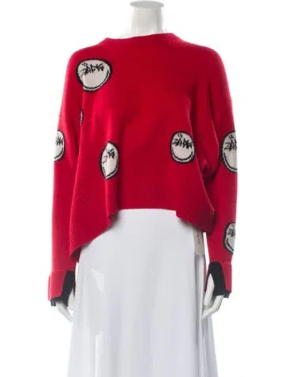 Pre-owned Zadig & Voltaire Cashmere Graphic Print Sweater In Red